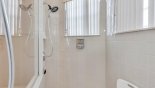 Villa rentals in Orlando, check out the Master ensuite bathroom with double entry his & hers showers