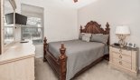 Villa rentals near Disney direct with owner, check out the Ground floor bedroom #6 with queen sized bed & wall mounted LCD cable TV