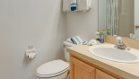 Villa rentals in Orlando, check out the Downstairs family bathroom with walk-in shower, single vanity and WC