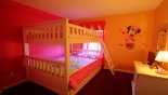 Minnie Bedroom, sleeps up to 5, full bunk beds with a trundle bed - www.iwantavilla.com is the best in Orlando vacation Villa rentals