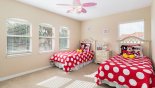 Villa rentals near Disney direct with owner, check out the Bedroom 3 with Minnie Mouse themed twin beds and views to front aspect